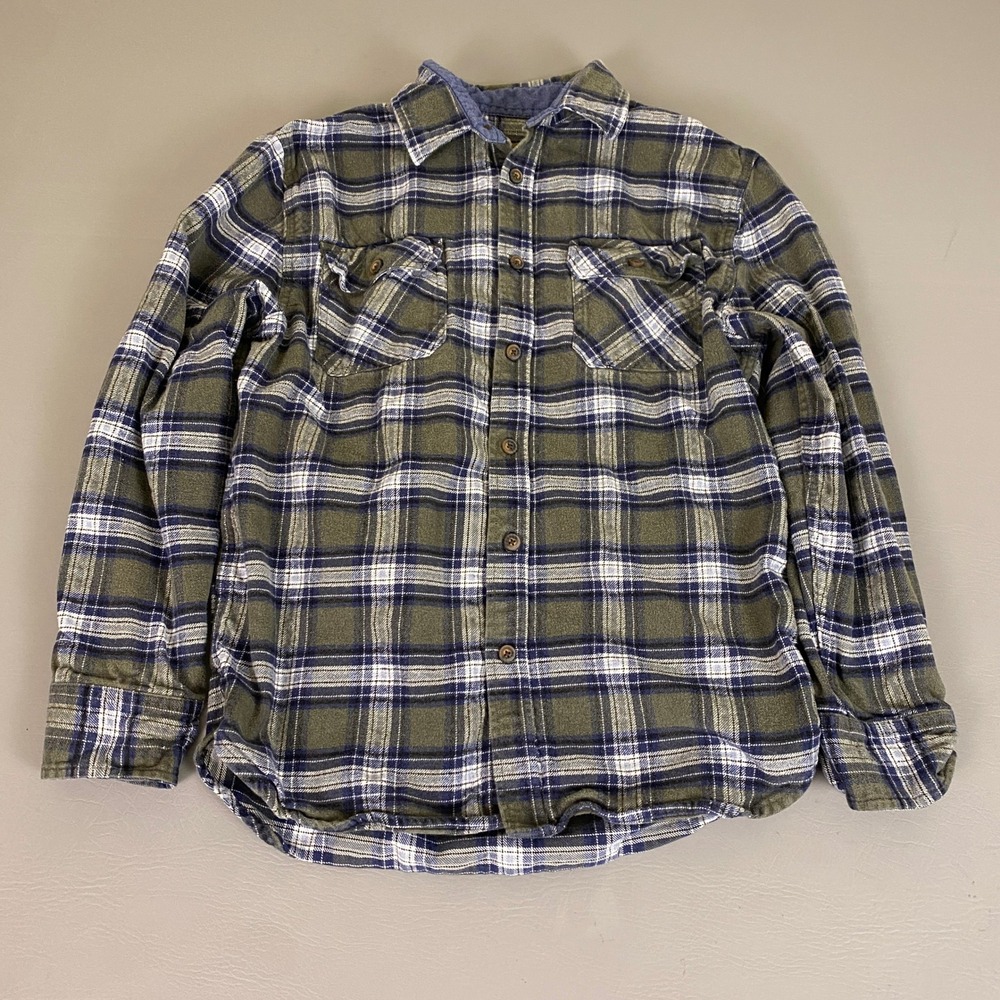 Jachs MFG Flannel Shacket Men's Large Heritage Shirt Jacket Green Blue Plaid